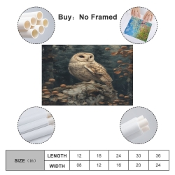 Hibou Peinture sur toile sans cadre, impressions posters art mural pour déco maison chambre bureau