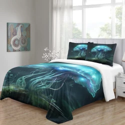 Méduse Housse de Couette Imprimée 3D Douce 3 Pièces Literie Garçons Filles