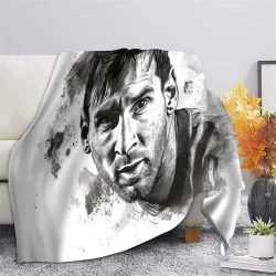 Lionel Messi Plaid en Polaire Imprimé 3D Couverture Douce Confortable pour Canapé Lit Bureau