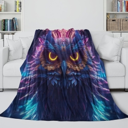 Hibou Plaid en Polaire Imprimé 3D Couverture Douce Confortable pour Canapé Lit Bureau