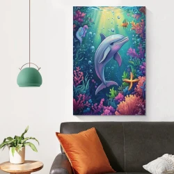 Dauphin Peinture sur toile sans cadre, impressions posters art mural pour déco maison chambre bureau