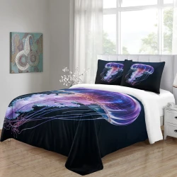 Méduse Housse de Couette Imprimée 3D Douce 3 Pièces Literie Garçons Filles