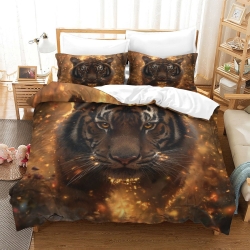 Tigre Housse de Couette Imprimée 3D Douce 3 Pièces Literie Garçons Filles