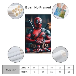 Marvel Deadpool Peinture sur toile sans cadre, impressions posters art mural pour déco maison chambre bureau
