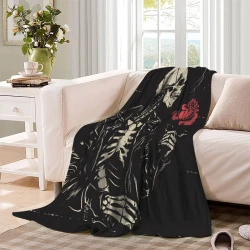 Crâne Plaid en Polaire Imprimé 3D Couverture Douce Confortable pour Canapé Lit Bureau