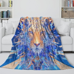 Lion Plaid en Polaire Imprimé 3D Couverture Douce Confortable pour Canapé Lit Bureau