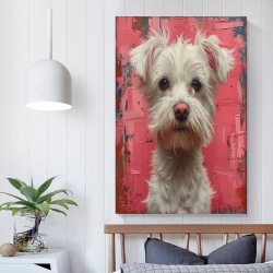 White Chien Peinture sur toile sans cadre, impressions posters art mural pour déco maison chambre bureau