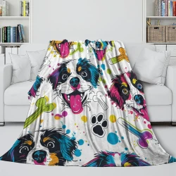 Chien mignon Plaid en Polaire Imprimé 3D Couverture Douce Confortable pour Canapé Lit Bureau