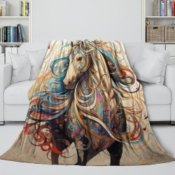 Cheval Plaid en Polaire Imprimé 3D Couverture Douce Confortable pour Canapé Lit Bureau
