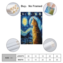 Chat Peinture sur toile sans cadre, impressions posters art mural pour déco maison chambre bureau