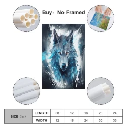 Loup Peinture sur toile sans cadre, impressions posters art mural pour déco maison chambre bureau