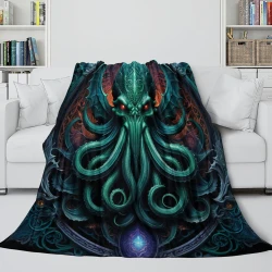 Mythe de l'horreur Cthulhu Plaid en Polaire Imprimé 3D Couverture Douce Confortable pour Canapé Lit Bureau
