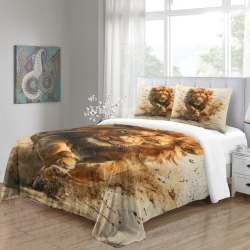 Lion Housse de Couette Imprimée 3D Douce 3 Pièces Literie Garçons Filles