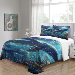 Baleine Housse de Couette Imprimée 3D Douce 3 Pièces Literie Garçons Filles