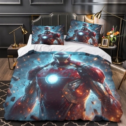 Avengers Iron Man Housse de Couette Imprimée 3D Douce 3 Pièces Literie Garçons Filles