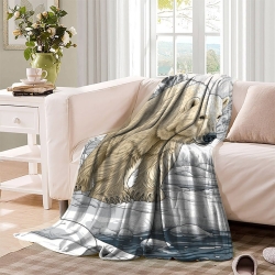 Ours polaire Plaid en Polaire Imprimé 3D Couverture Douce Confortable pour Canapé Lit Bureau