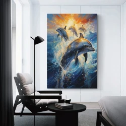 Dauphin Peinture sur toile sans cadre, impressions posters art mural pour déco maison chambre bureau