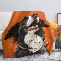 Border Collie Plaid en Polaire Imprimé 3D Couverture Douce Confortable pour Canapé Lit Bureau