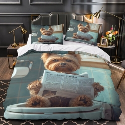 Yorkshire Terrier Housse de Couette Imprimée 3D Douce 3 Pièces Literie Garçons Filles
