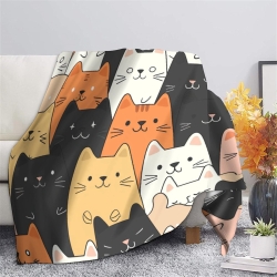 Chat Plaid en Polaire Imprimé 3D Couverture Douce Confortable pour Canapé Lit Bureau