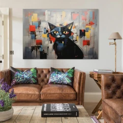 Art abstrait Chat Peinture sur toile sans cadre, impressions posters art mural pour déco maison chambre bureau