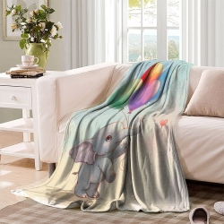 Éléphant Plaid en Polaire Imprimé 3D Couverture Douce Confortable pour Canapé Lit Bureau