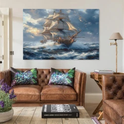 Velero Pintura en lienzo sin marco, impresiones de pósters arte pared para decoración hogar dormitorio oficina