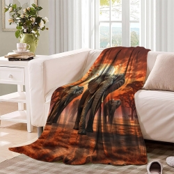 Éléphant Plaid en Polaire Imprimé 3D Couverture Douce Confortable pour Canapé Lit Bureau
