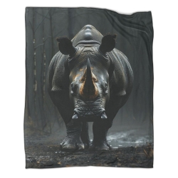 Rhinocéros Plaid en Polaire Imprimé 3D Couverture Douce Confortable pour Canapé Lit Bureau