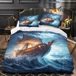 Velero Funda Nórdica Impresa en 3D Suave 3 Piezas Ropa de Cama para Niños Niñas