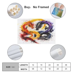 Dragon Peinture sur toile sans cadre, impressions posters art mural pour déco maison chambre bureau