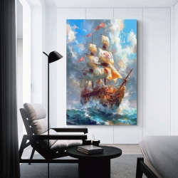 Voilier Peinture sur toile sans cadre, impressions posters art mural pour déco maison chambre bureau