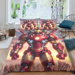 Avengers Iron Man Housse de Couette Imprimée 3D Douce 3 Pièces Literie Garçons Filles