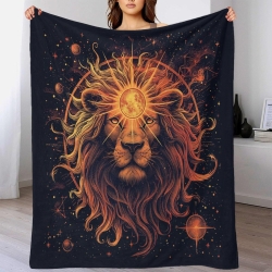 Lion Plaid en Polaire Imprimé 3D Couverture Douce Confortable pour Canapé Lit Bureau