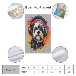 Chien Peinture sur toile sans cadre, impressions posters art mural pour déco maison chambre bureau
