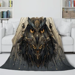 Hibou Plaid en Polaire Imprimé 3D Couverture Douce Confortable pour Canapé Lit Bureau