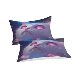 Chat Housse de Couette Imprimée 3D Douce 3 Pièces Literie Garçons Filles
