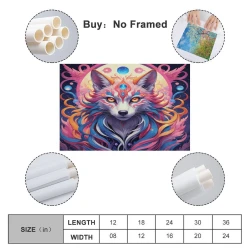 Loup Peinture sur toile sans cadre, impressions posters art mural pour déco maison chambre bureau
