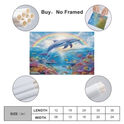 Dauphin Peinture sur toile sans cadre, impressions posters art mural pour déco maison chambre bureau