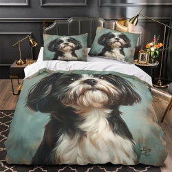Shih Tzu Funda Nórdica Impresa en 3D Suave 3 Piezas Ropa de Cama para Niños Niñas