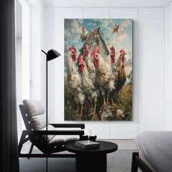 Coq Peinture sur toile sans cadre, impressions posters art mural pour déco maison chambre bureau