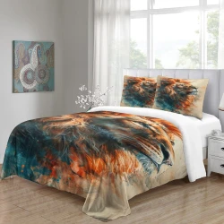 Lion Housse de Couette Imprimée 3D Douce 3 Pièces Literie Garçons Filles