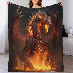 occidental Dragon Plaid en Polaire Imprimé 3D Couverture Douce Confortable pour Canapé Lit Bureau