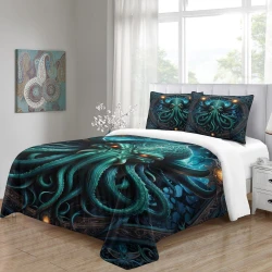 Mythe de l'horreur Cthulhu Housse de Couette Imprimée 3D Douce 3 Pièces Literie Garçons Filles