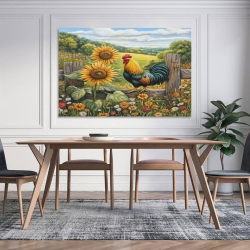 Coq Peinture sur toile sans cadre, impressions posters art mural pour déco maison chambre bureau