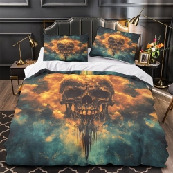 Crâne Housse de Couette Imprimée 3D Douce 3 Pièces Literie Garçons Filles