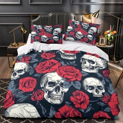 Crâne Housse de Couette Imprimée 3D Douce 3 Pièces Literie Garçons Filles