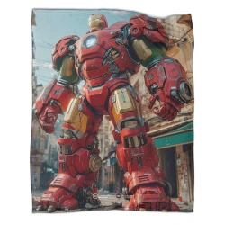 Avengers Iron Man Plaid en Polaire Imprimé 3D Couverture Douce Confortable pour Canapé Lit Bureau