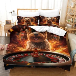 Yorkshire Terrier Housse de Couette Imprimée 3D Douce 3 Pièces Literie Garçons Filles