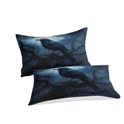Corbeau Housse de Couette Imprimée 3D Douce 3 Pièces Literie Garçons Filles